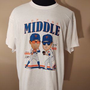 M&M'S UP THE MIDDLE A. CABRERA & N. WALKER N.Y.METS ADULT T-SHIRT - SIZE XL